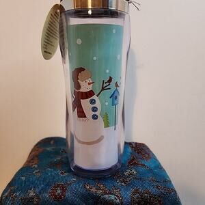 Eco Style Reusable To Go Cup 16 Oz Double Wall Bpa Free Snowmen New With Tag